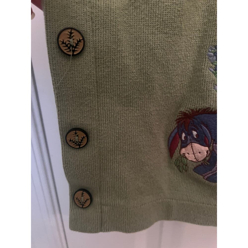 Disney Store Vintage Rare Find Winnie the Pooh Green Long Sleeve L Blouse Cotton - Picture 6 of 8